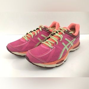 Asics Women Gel Cumulus 17 Pink Peach Green Training Running Shoes T5D8N Sz 11
